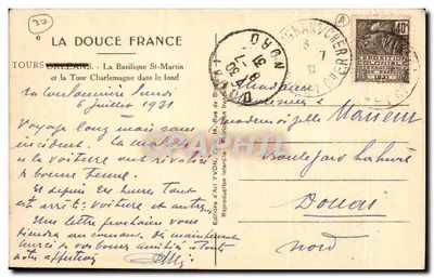 Tours - Bazylika św. Martyna i Wieża Karola w tle — Éditions d'Art YVON, n°37 — Rewers