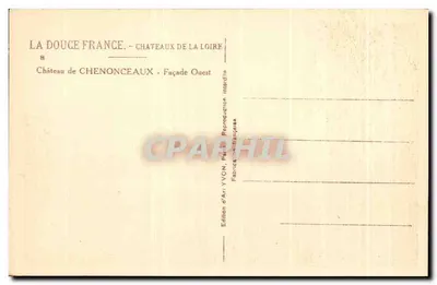 Zamek Chenonceaux — Front zachodni — Wydawnictwo Art YVON — Rewers