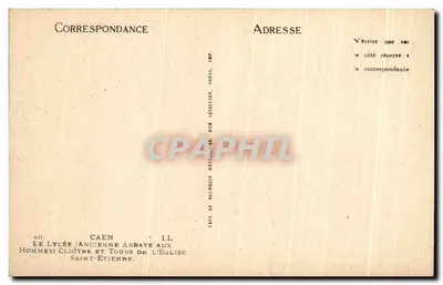 Cattedrale di Caen — vista interna — Editore: Lévy & Neurpelin, Parigi — Verso