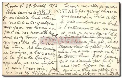 Tours — Vista general, la Loira, el Puente Wilson, la Biblioteca, el Museo, la Catedral — L.R. — Reverso