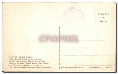 Certosa di Pavia — Drzwi do małego klostra do świątyni — Elocromia Zacchetti e C. — Rewers