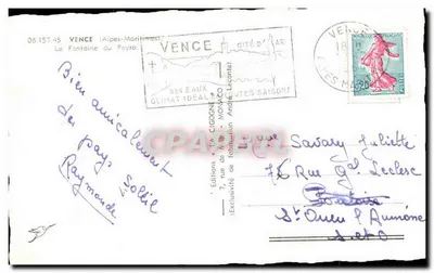 Fontein van de Peyra — Vence (Alpes-Maritimes) — Uitgaven «La Cigogne» — Achterkant