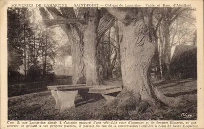 Saint-Point — Castelo de Lamartine — Mesa e Banco de Abeillard