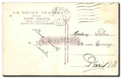 Vista da Maison des Ambassadeurs em Dijon — editor Yvon, n°17 — Verso
