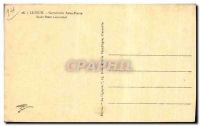 Lisieux — Catedral de San Pedro — Edición La Cigogne, Deauville — Reverso