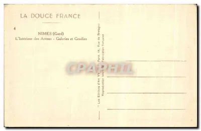Nîmes (Gard) — Wewnętrzne części Aren — Galerie i Trybuny — Les Éditions d'Art Yvon, Paryż — Rewers