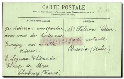 Cherbourg — Vista geral da Cidade e da Baía, tirada da Montanha do Roule — LL. — Verso