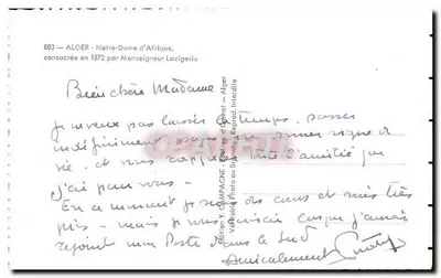 Alger - Chiesa di Nostra Signora d'Africa — consacrata nel 1872 da Monsignore Lavigérie — Edizione Y. CAMPAGNE — Verso