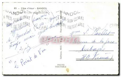 बैंडोल के लिडो समुद्र तट — कोट डी आज़रू — एडिशन्स एआरआईएस — पीछे