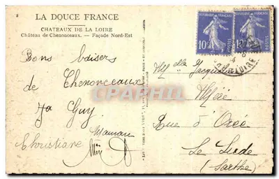 Zamek Chenonceaux — Façada północno-wschodnia — LA DOUCE FRANCE — Rewers