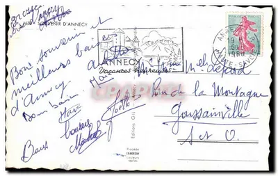 Annecy — vista del lago e del porto — Souvenir d'Annecy, Edizioni G.I.I. — Verso