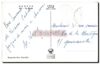 Genebra — vista da Baía — Edições Jaeger & Cie — Verso