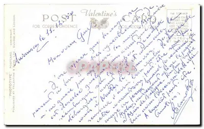 Schronienie, Langland Bay — widok budynku kąpieli i domów na wzgórzu — Valentine's Card, n° W.1494 — Rewers