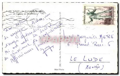 Lyon - O Palácio de Justiça e Colina de Fourvière — editor Réal-Photo, n° 106 — Verso
