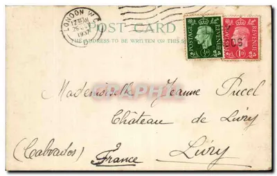 Londres — carta postal enviada de Londres para Luiry (Calvados) — Morton Hotel, Russell Square