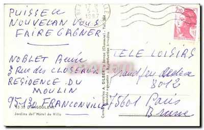 Jardins do Hotel de Ville — Angoulême — editor Gilber, n° 30 — Verso