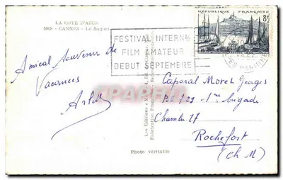 Cannes - Le Suquet — widok parku z palmami i budynkami w tle — Les Éditions Françaises, n° 5868 — Rewers