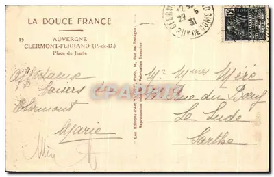 Place de Jaude — Clermont-Ferrand — Éditions d'Art Yvon — Verso