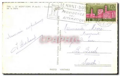Cachoeira da Dore — Le Mont-Dore (P.-de-D.) — Edições Artísticas Flor — Verso