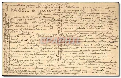 Basílica do Sagrado Coração de Montmartre — Paris — editor J. Monnier, n°46 — Verso
