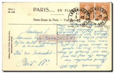 Notre-Dame di Parigi — Vista generale — Edizione d'Arte YVON, Serie 7, N° 139 — Verso