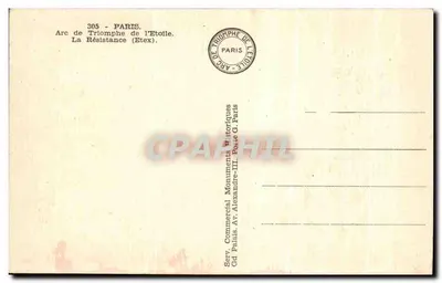Arc de Triomphe de l'Étoile — La Résistance (Etex) — Serv. Commercial Monuments Historiques, Paryż — Rewers