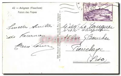 Avignon — Palácio dos Papas — Edição Roux et Lacombe — Verso