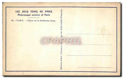 Parijs — Kerk van de Madeleine — Edities van Kunst « Patras » — Achterkant