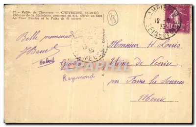 Château de la Madeleine — Tour Fendue et puits — éditeur : A. de la Madeleine — Verso