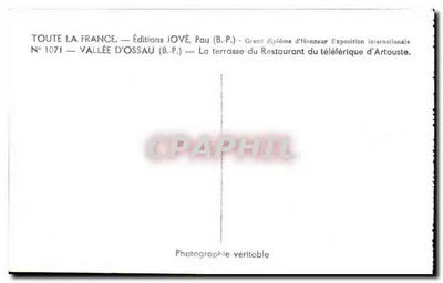 Valle d'Ossau — La terrazza del ristorante del teleferico d'Artouste — Edizioni JOVÉ, Pau — Verso
