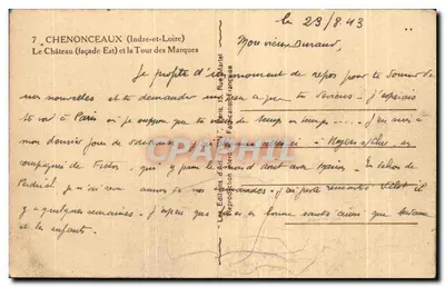 Zamek Chenonceau (fasada wschodnia) i Wieża Marques — Wydawnictwo Sztuki YON, Paryż — Rewers