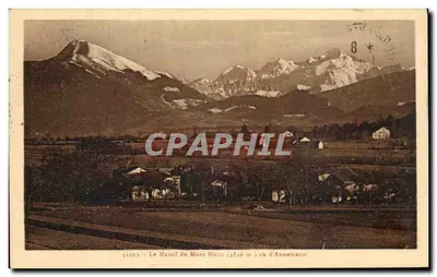 O Massif do Mont Blanc (4810 m) visto de Annemasse — J. Ranoblet, editor (Alta Saboia) n° 11012
