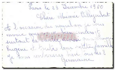Paisagem invernal com igreja — Boa Ano — Paris, 23 de dezembro de 1960 — Verso