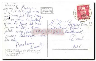 Vista da fronteira franco-espagnola — Lembrança da fronteira franco-espagnola — Berjaud, Bordeaux — Verso
