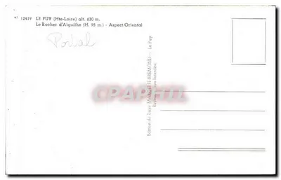 Eino — El Rocher d'Aiguilhe (H. 95 m) — Vista Oriental — Edición de Lujo Mâcon-Hémond — Reverso