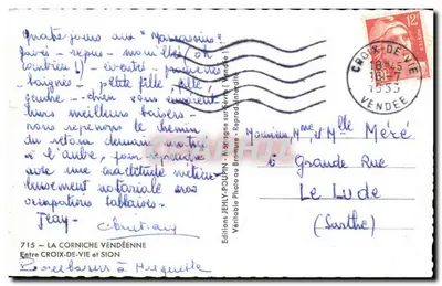 Vista da costa em Croix-de-Vie — Edições Jehly — n°715 — Verso