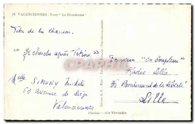 Valenciennes - Wieża 'La Doudenne' — wydawca Wydawnictwo O.P. Paris, nr 18 — Rewers