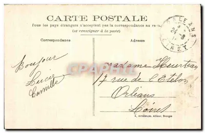 St-Florent-sur-Cher — Entrada del Castillo — A. Aurenfans, editor, Bourges — Reverso