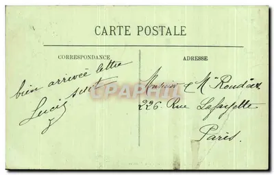 Bilhete postal antigo Hotel do Parque e dos Príncipes em Chatelguyon — Verso