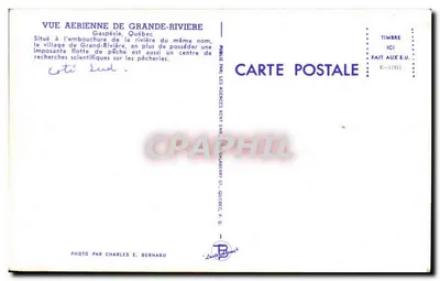 Grand-Rivière — vista aérea — publicada pelas Agências Kent E.M.I., St. Québec, P.Q. — Verso