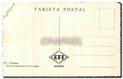 Toledo — Porta dos Leões da Catedral — E.F.I. Madrid, n°17 — Verso
