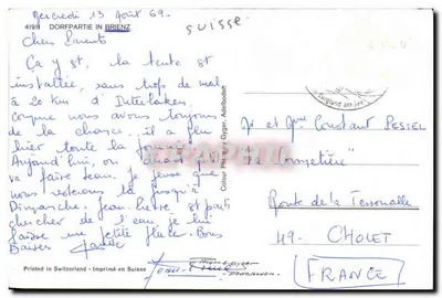 Dorfpartie em Brienz — Suíça — editor Gyger, Adelboden, n° 41911 — Verso