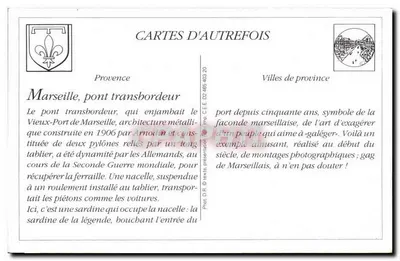 Marseille — Oversteekbrug — Foto Douste Ed. 22 rue Fauillon — Achterkant