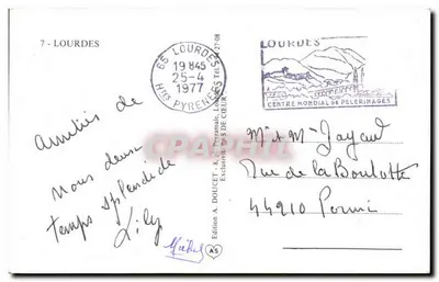 Lourdes — Souvenir de Lourdes — Wydawnictwo A. Doucet & al. Peyramale — Rewers
