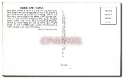 Nebulosa Cavalo de Madeira — fotografia — Hale Observatories, PC-72 — Verso