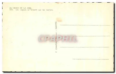 Na brzegu morza — fale uderzające o skały — F. Chapeau, Nantes, n°306 — Rewers