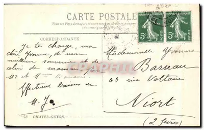 Châtel-Guyon — O Castel Regina e o Parque — editor Loub. — Verso