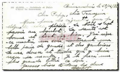 Algier — Katedra i Pałac Gubernatora — Wydawnictwo Delignières, nr 216 — Rewers