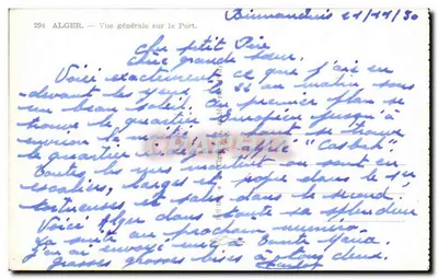 Algier — Ogólny widok portu — Stara pocztówka n°294 — Rewers