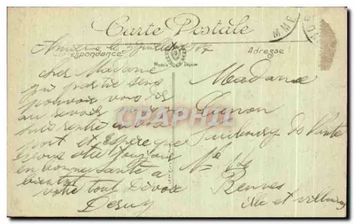 Stara pocztówka Amiens Katedra Ogólny widok — Rewers